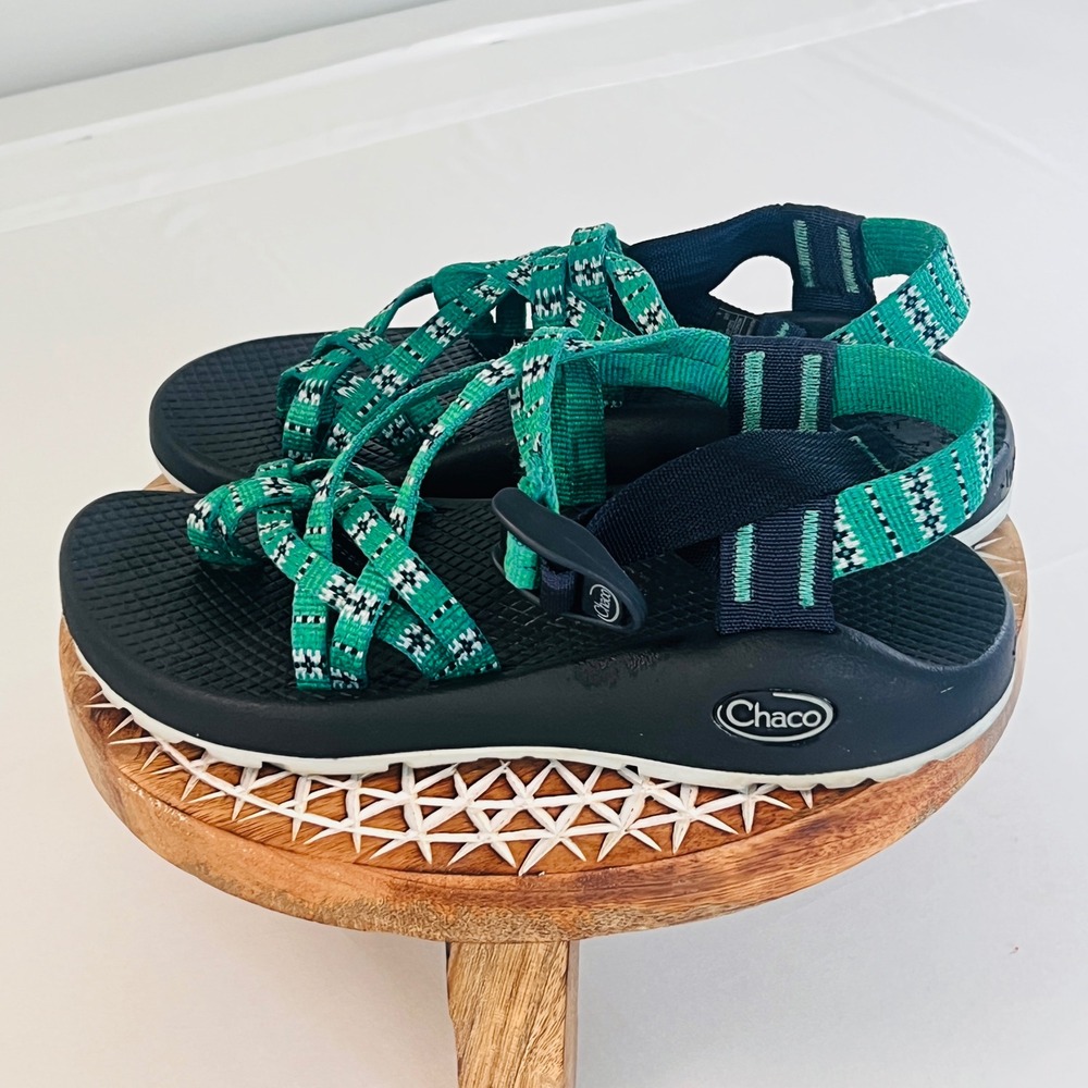 Chaco Z Cloud 2 Women 5 Sandals Green Blue Multi Strap Toe Loop Athletic Hiking